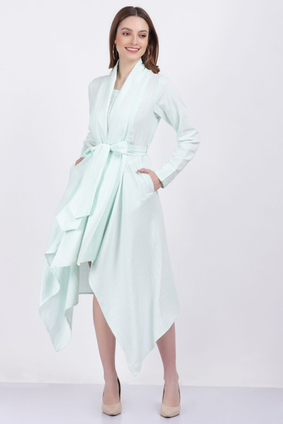 MihaElla Organic Waffle Cotton Dress Mint Colour