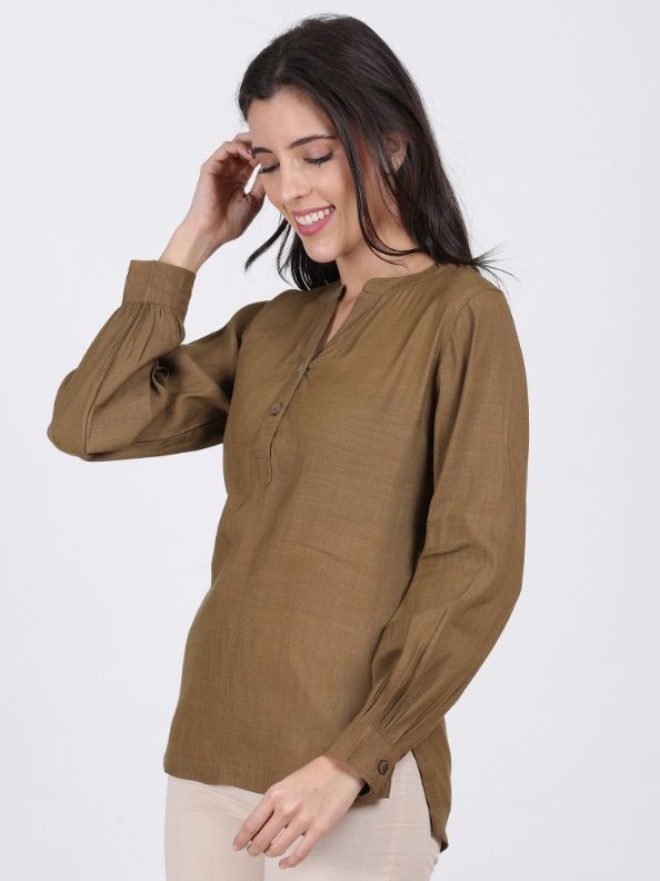 GRACE LINEN ORGANZA TOP ANTIQUE BRASS COLOR