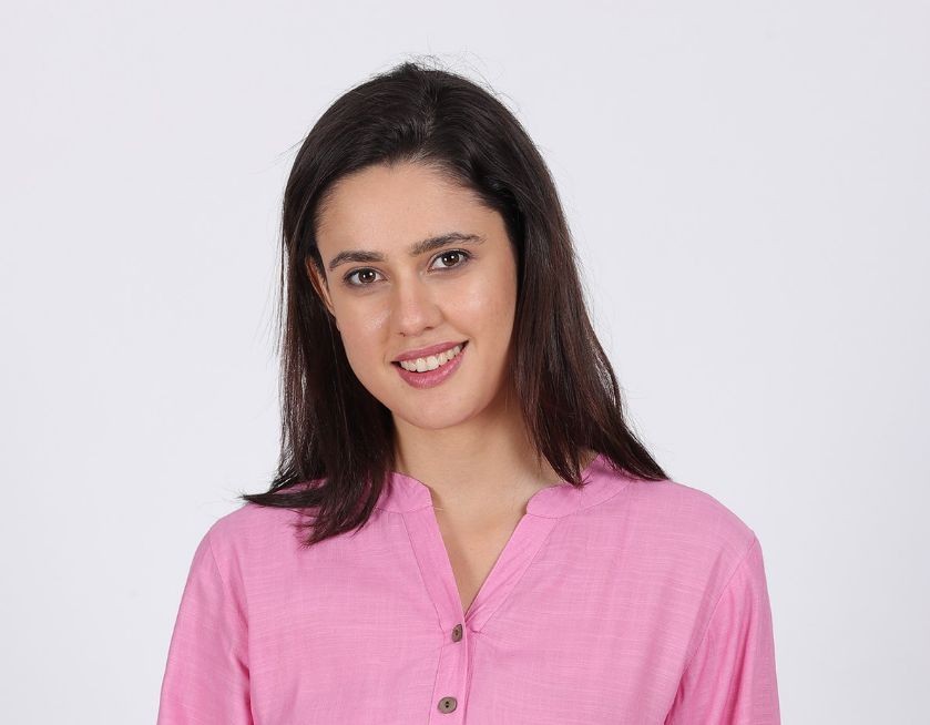 GRACE LINEN ORGANZA TOP PINK COLOR