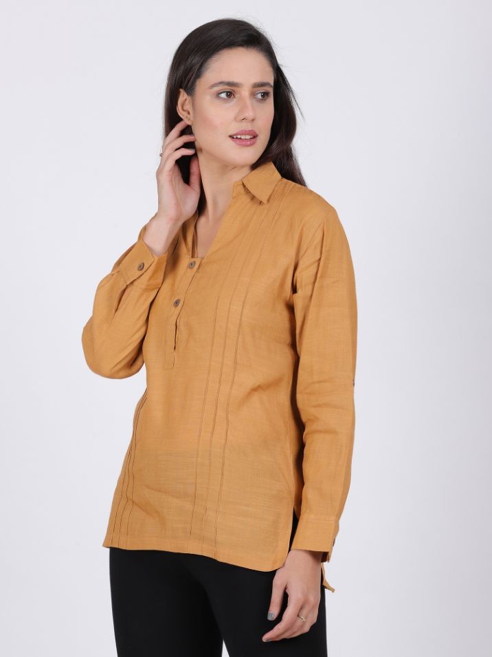 ZENITH LINEN ORGANZA TOP ANTIQUE BRASS COLOR
