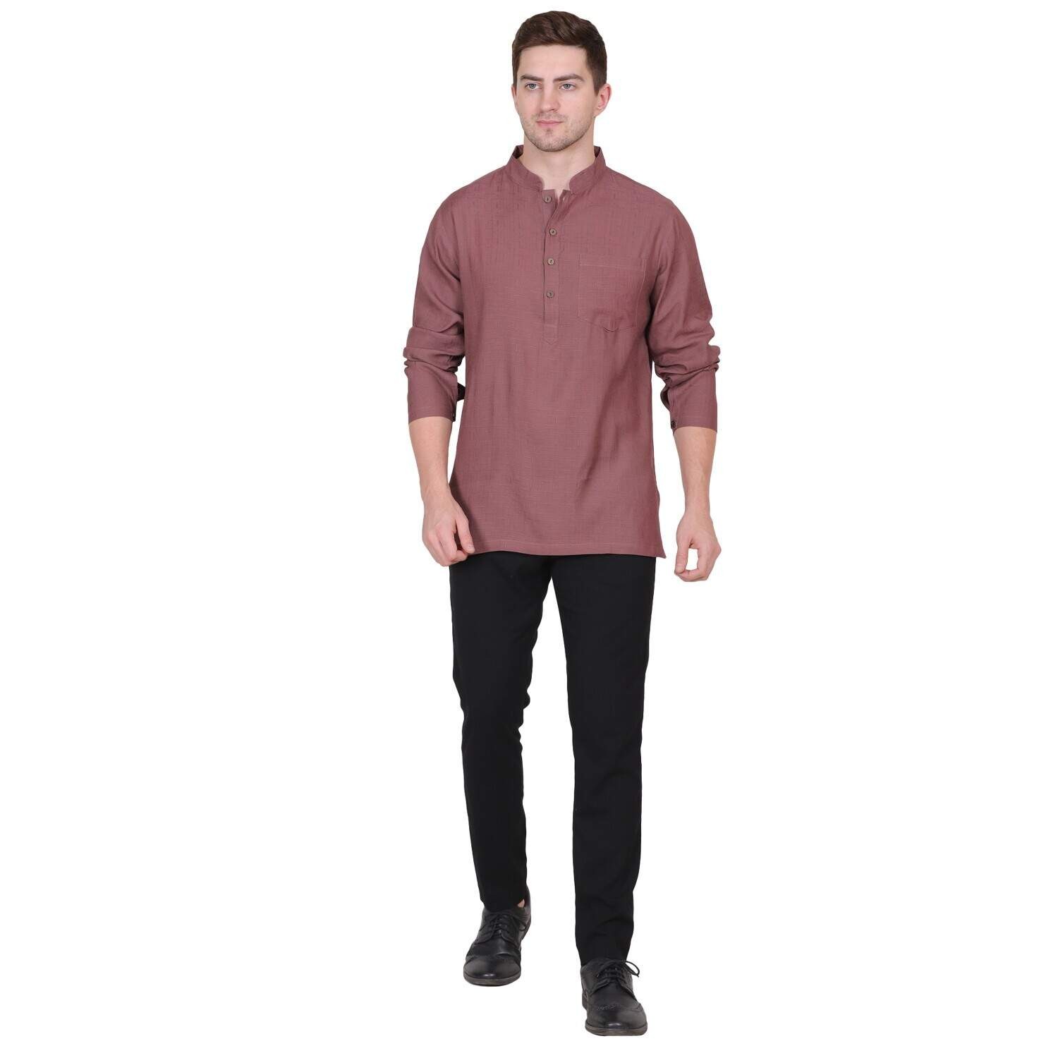 KABIRA MANDARIN LINEN SILK SHIRT LEGAL RIBBON COLOR