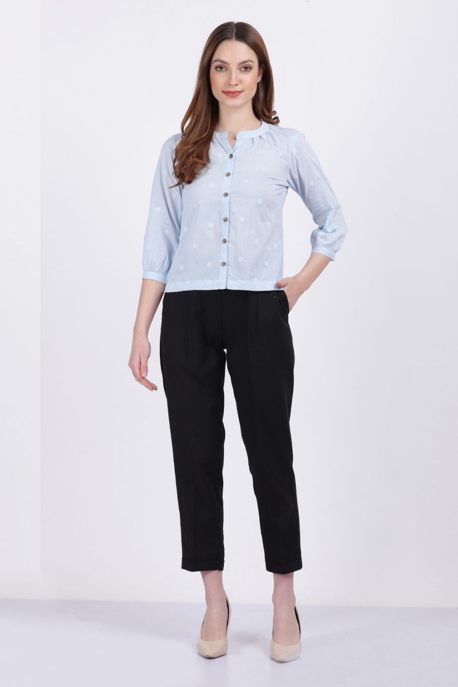 FIFI ORGANIC COTTON TOP LIGHT BLUE COLOR