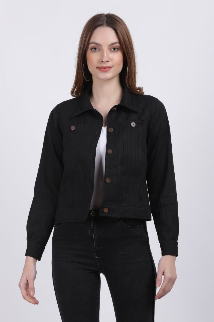 TRUCKER ORGANIC COTTON JACKET BLACK COLOR