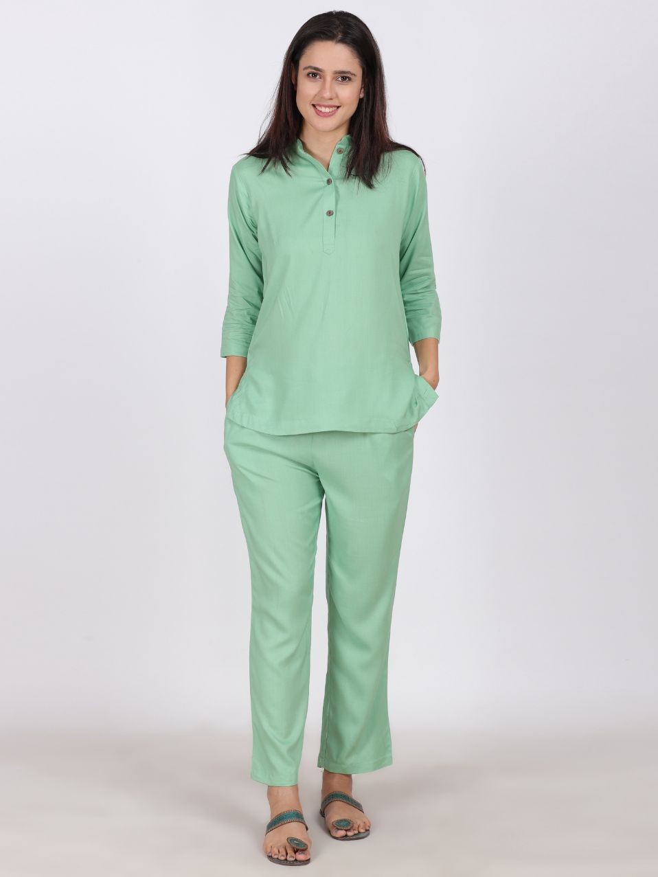 HUM ORGANIC COTTON LOUNGE WEAR GUM LEAF COLOR
