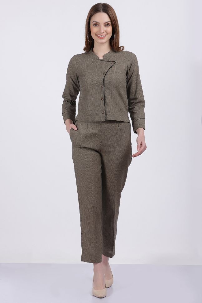 KIMONO COTTON LINEN CO-ORD SET KABUL COLOR