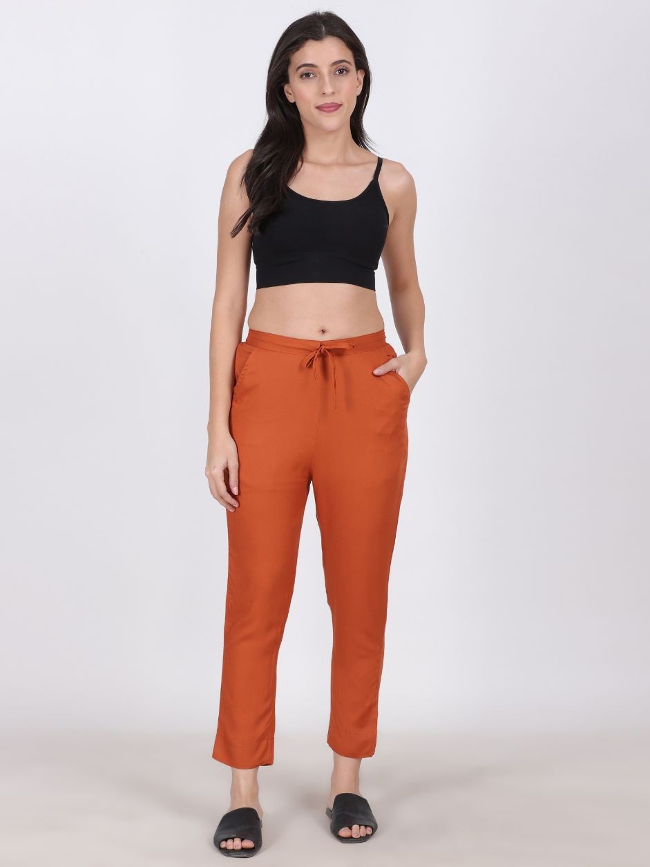 ALL DAY ORGANIC COTTON PANT ORANGE COLOR