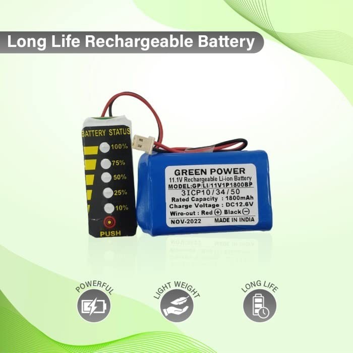 Green Power® 11.1v, 1800mAh Li-ion Cylindrical Battery| Lithium ion Cylindrical (11.1v, 1800mAh)