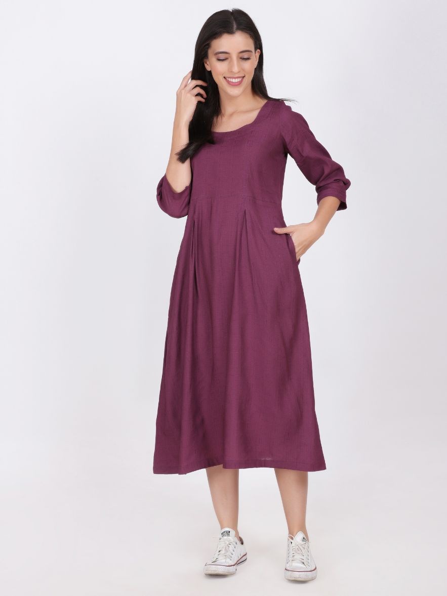 SARA LINEN SILK DRESS FALSA COLOUR