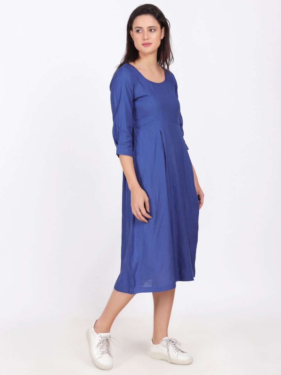 SARA LINEN SILK DRESS SAN MARINO COLOUR