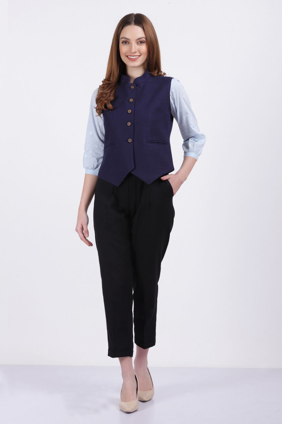 ZORICA ORGANIC LINEN VEST COAT MARTINIQUE COLOR