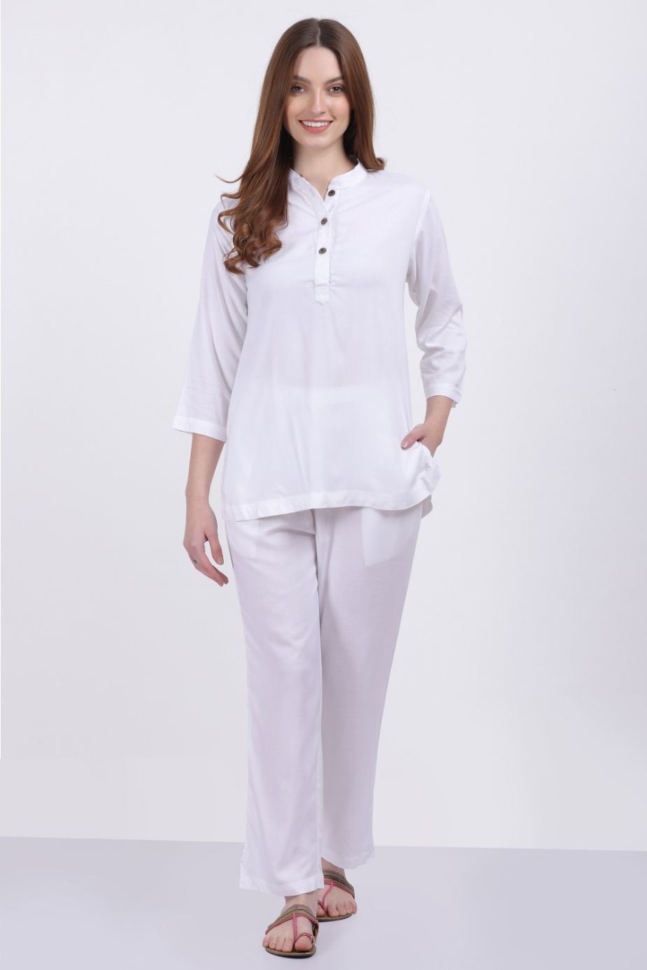 HUM ORGANIC COTTON LOUNGE WEAR WHITE COLOR