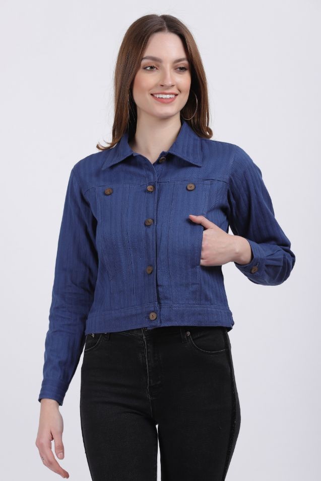 TRUCKER ORGANIC COTTON JACKET KASHMIR BLUE COLOR
