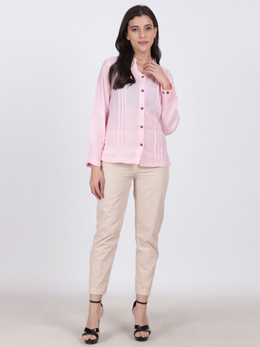 ZENITH LINEN ORGANZA TOP PINK COLOR