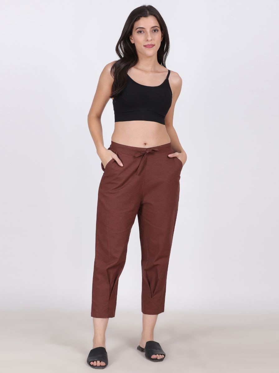 CHIC KICK ORGANIC LINEN PANT BROWN COLOR