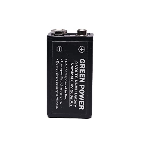 Green Power® 9V, 200 mAh Nickel–Metal Hydride (Ni-MH) Battery | Battery for MultiMates/Telecommunications/Toys Battery/Metal Detector (9V, 200 mAh)