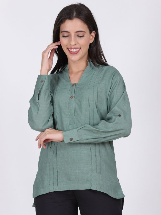 ZENITH LINEN ORGANZA TOP CASCADE COLOR