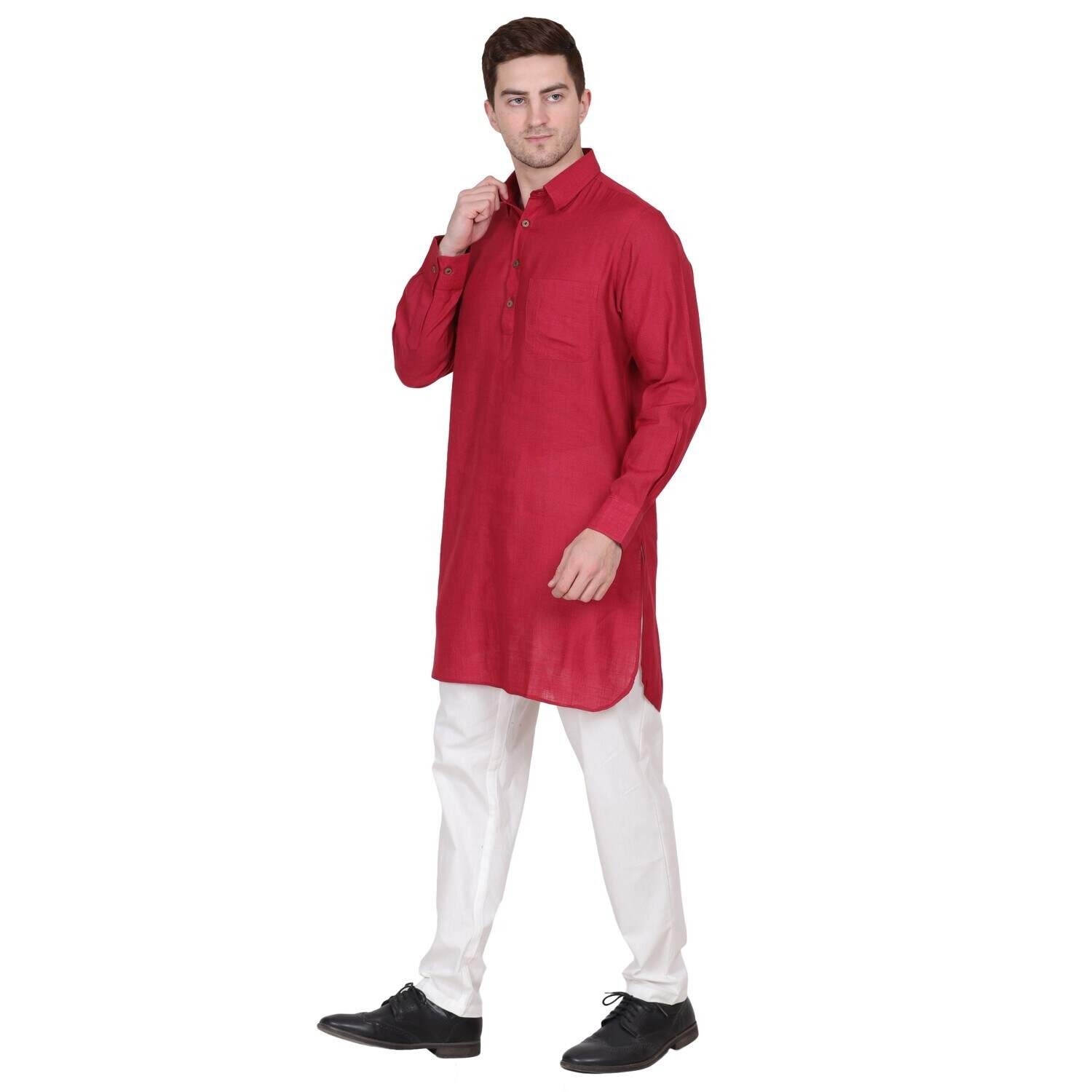 MARSHALL LINEN ORGANZA PATHANI SUIT REDDISH MAROON COLOR