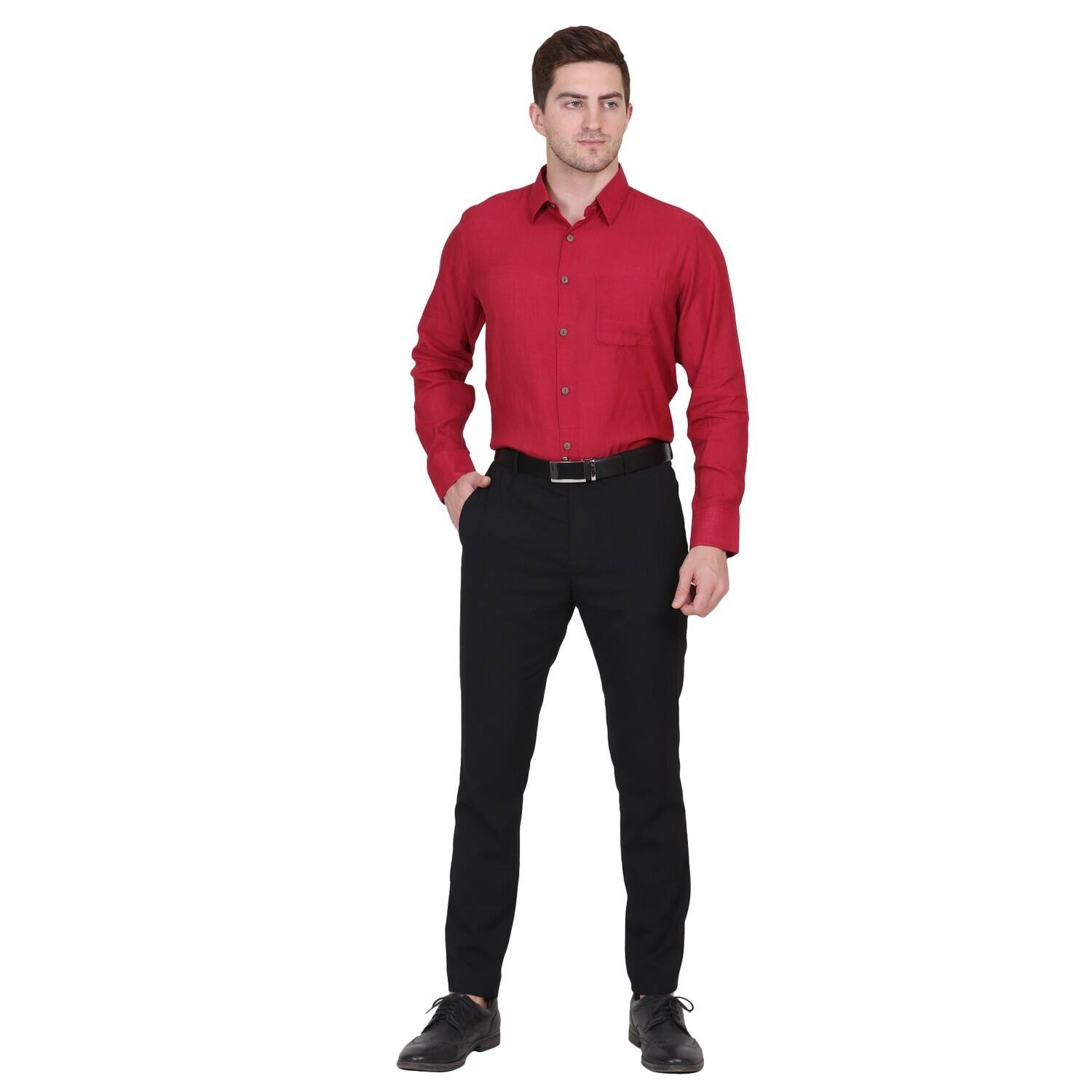 LEO LINEN ORGANZA SHIRT REDDISH MAROON COLOR