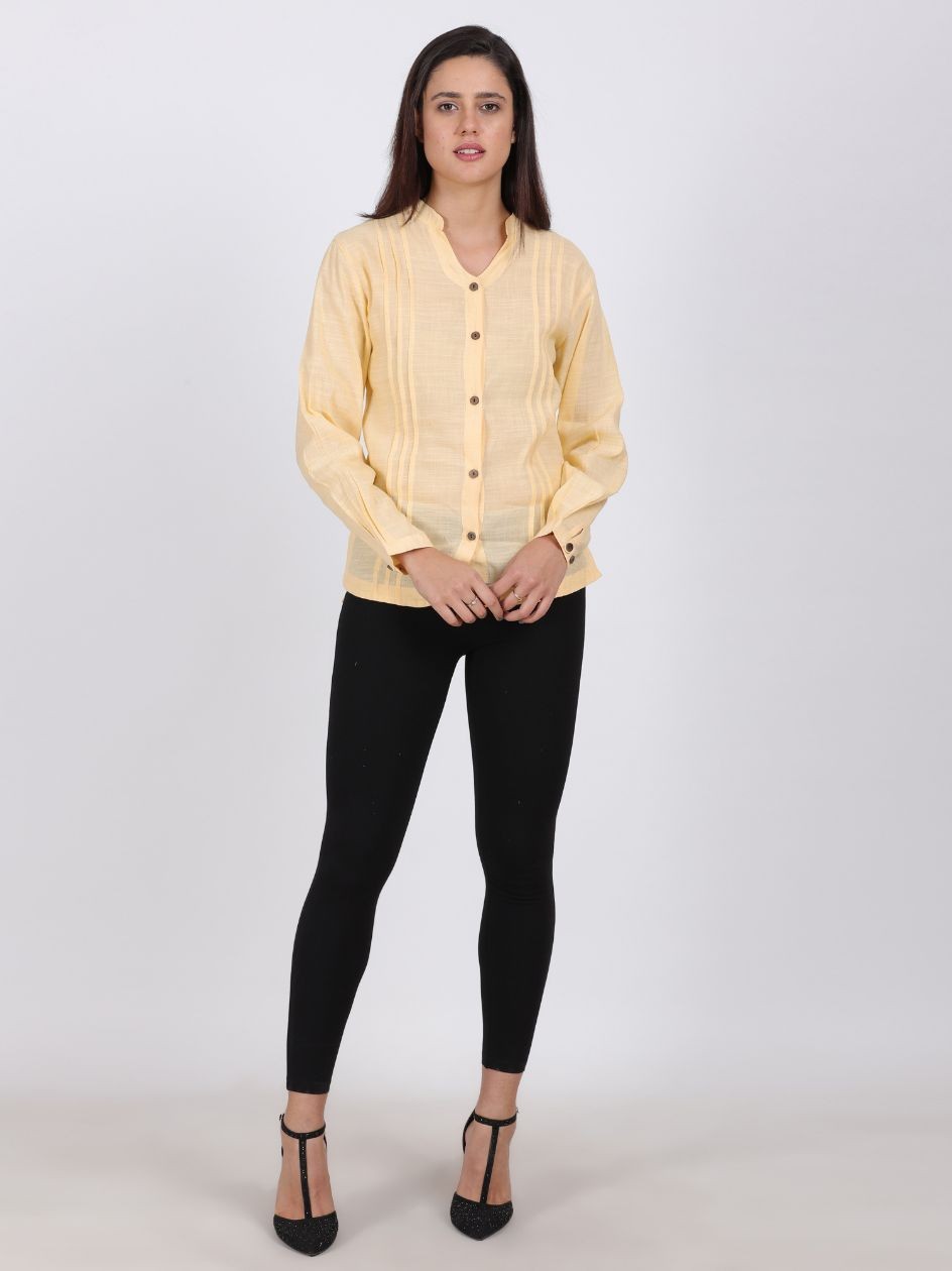 JENIFER LINEN ORGANZA TOP LEMON COLOR