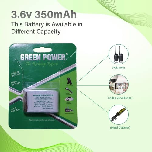 Green Power® 3.6V, 350 mAh Nickel–Metal Hydride (Ni-MH) Battery | Battery for Security Equipments & Cordless Phones (3.6V, 350 mAh)