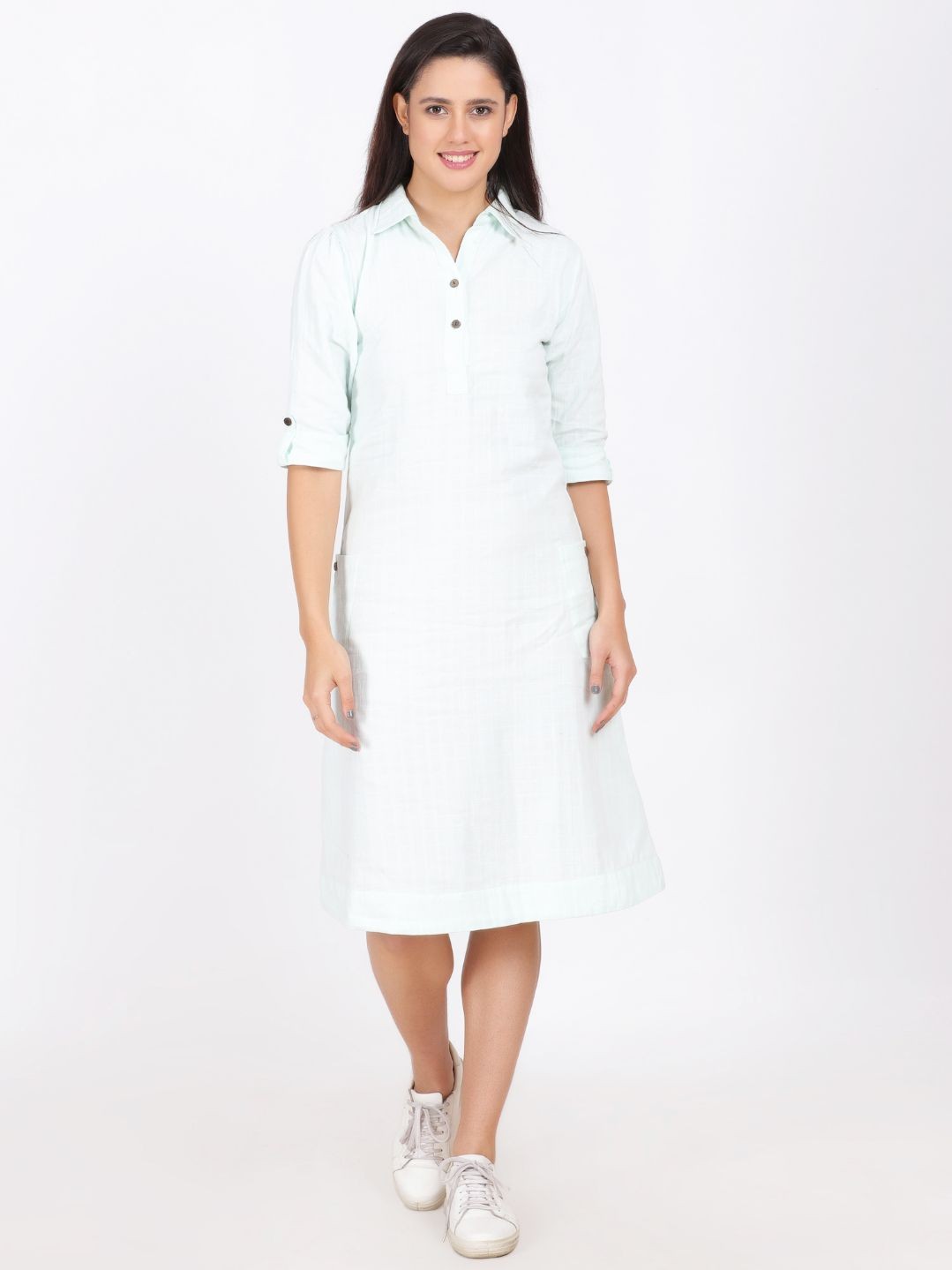 SAO POLO ORGANIC WAFFLE COTTON DRESS MINT COLOUR