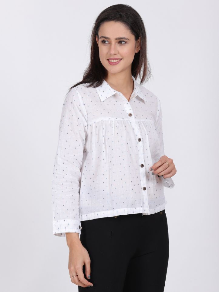 JULIE ORGANIC COTTON TOP OFF WHITE COLOR
